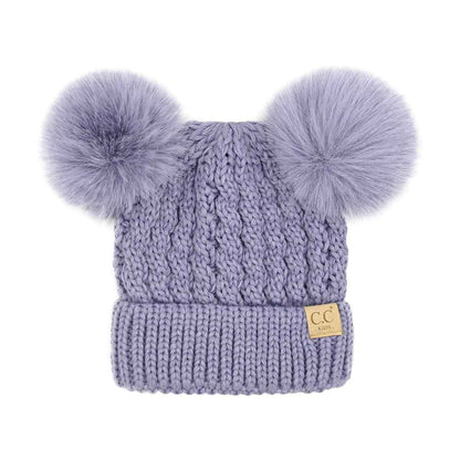 KIDS Cable Knit Pom Beanie