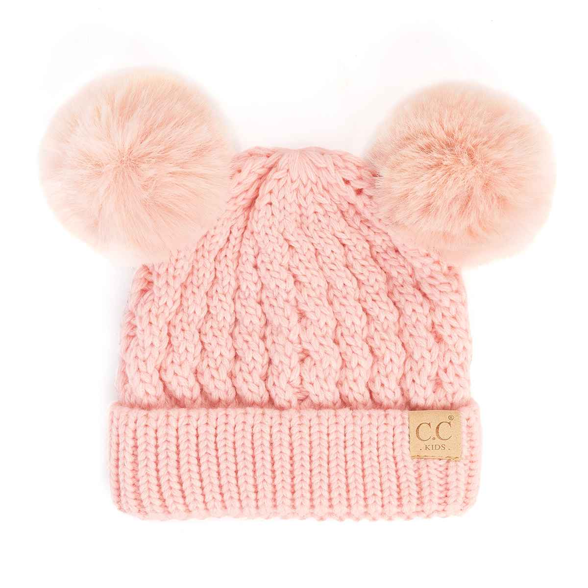 KIDS Cable Knit Pom Beanie