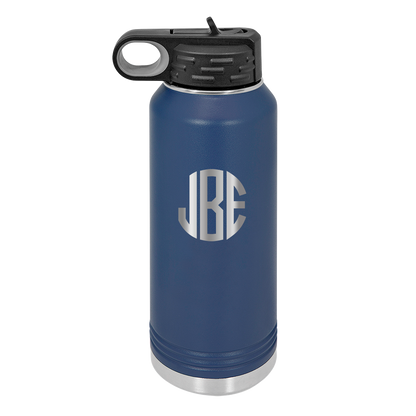 Personalized Water Bottle With Circle Initials