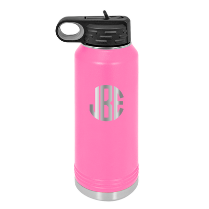 Personalized Water Bottle With Circle Initials