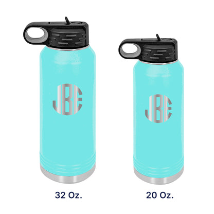 Personalized Water Bottle With Circle Initials