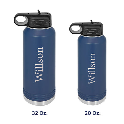 Personalized Water Bottle With Classic Text