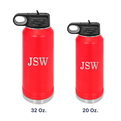 Personalized Water Bottle With Classic Male Initials