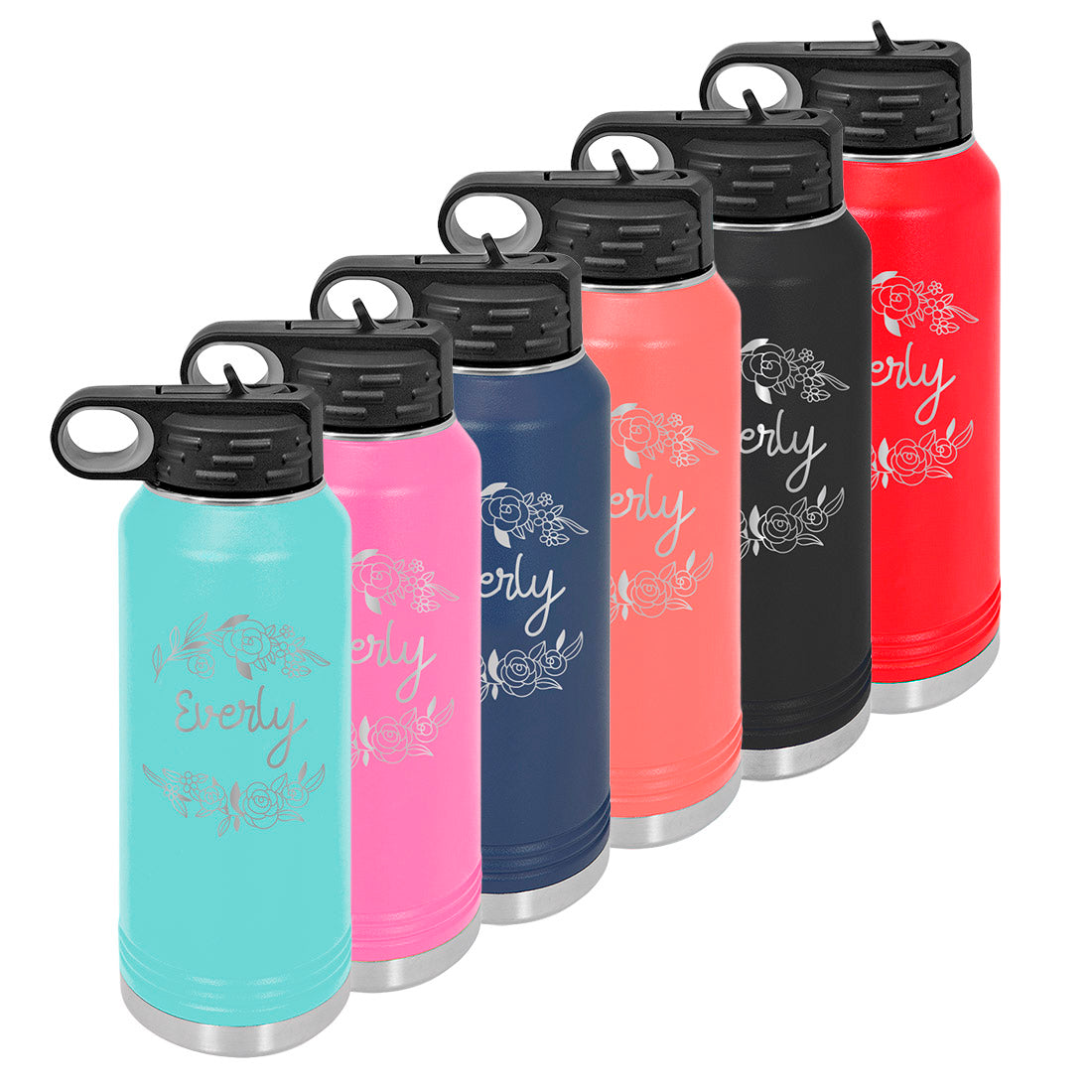 Personalized Water Bottle With Floral Design