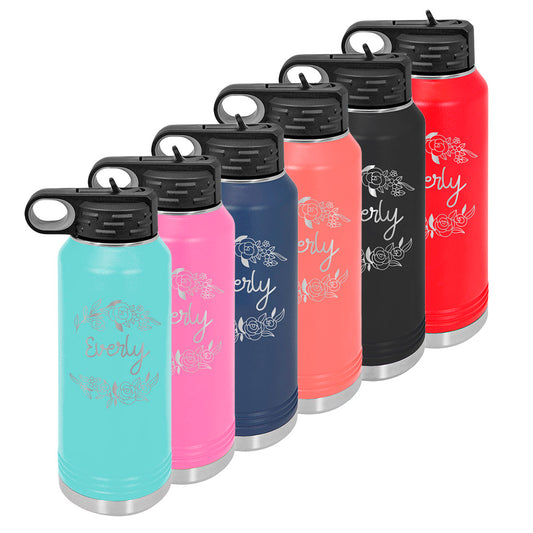 Personalized Water Bottle With Floral Design