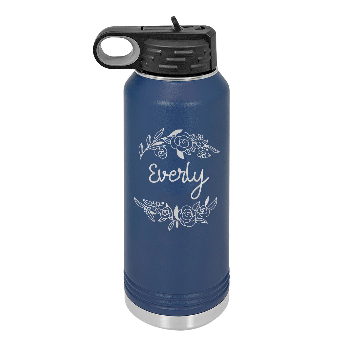 Personalized Water Bottle With Floral Design