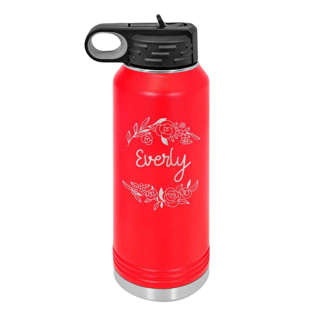 Personalized Water Bottle With Floral Design