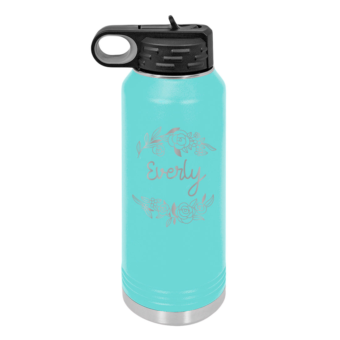 Personalized Water Bottle With Floral Design