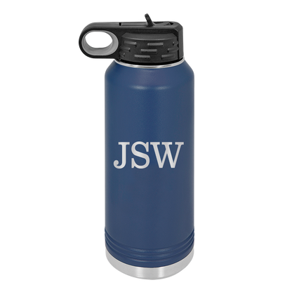 Personalized Water Bottle With Classic Male Initials