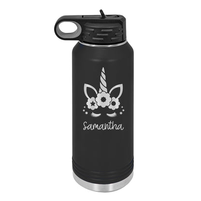 Personalized Water Bottle With Unicorn Design