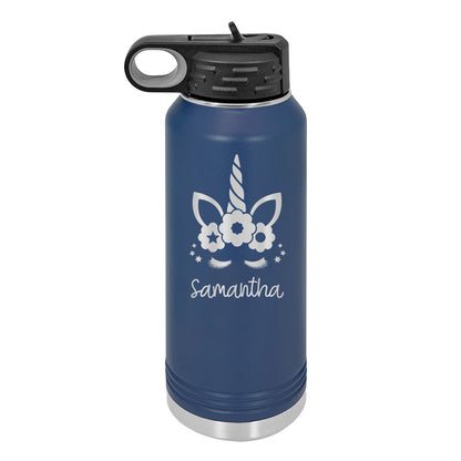 Personalized Water Bottle With Unicorn Design