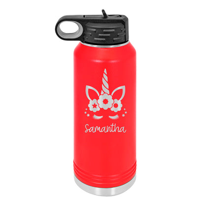 Personalized Water Bottle With Unicorn Design