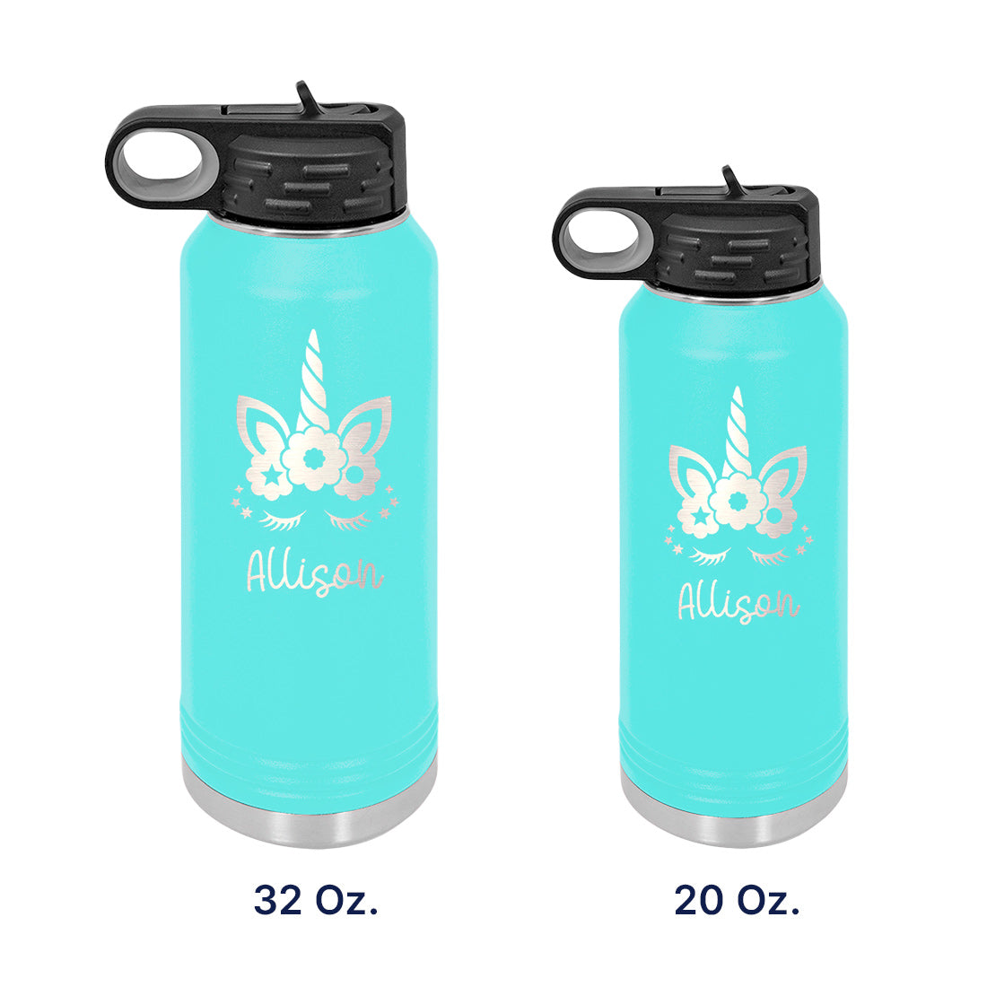 Personalized Water Bottle With Unicorn Design