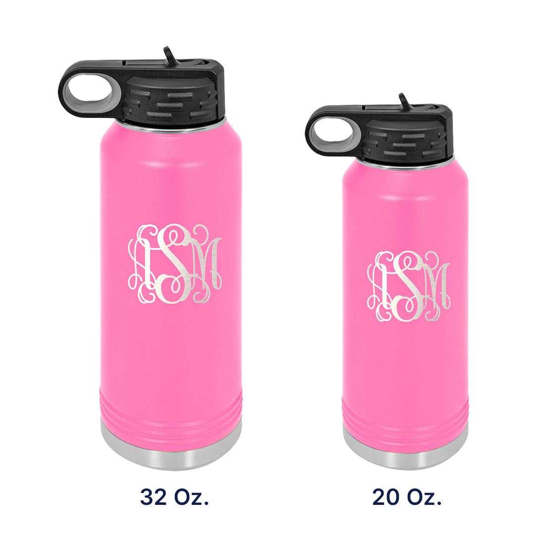 Personalized Water Bottle With Vine Initials