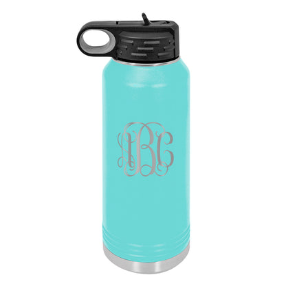 Personalized Water Bottle With Vine Initials