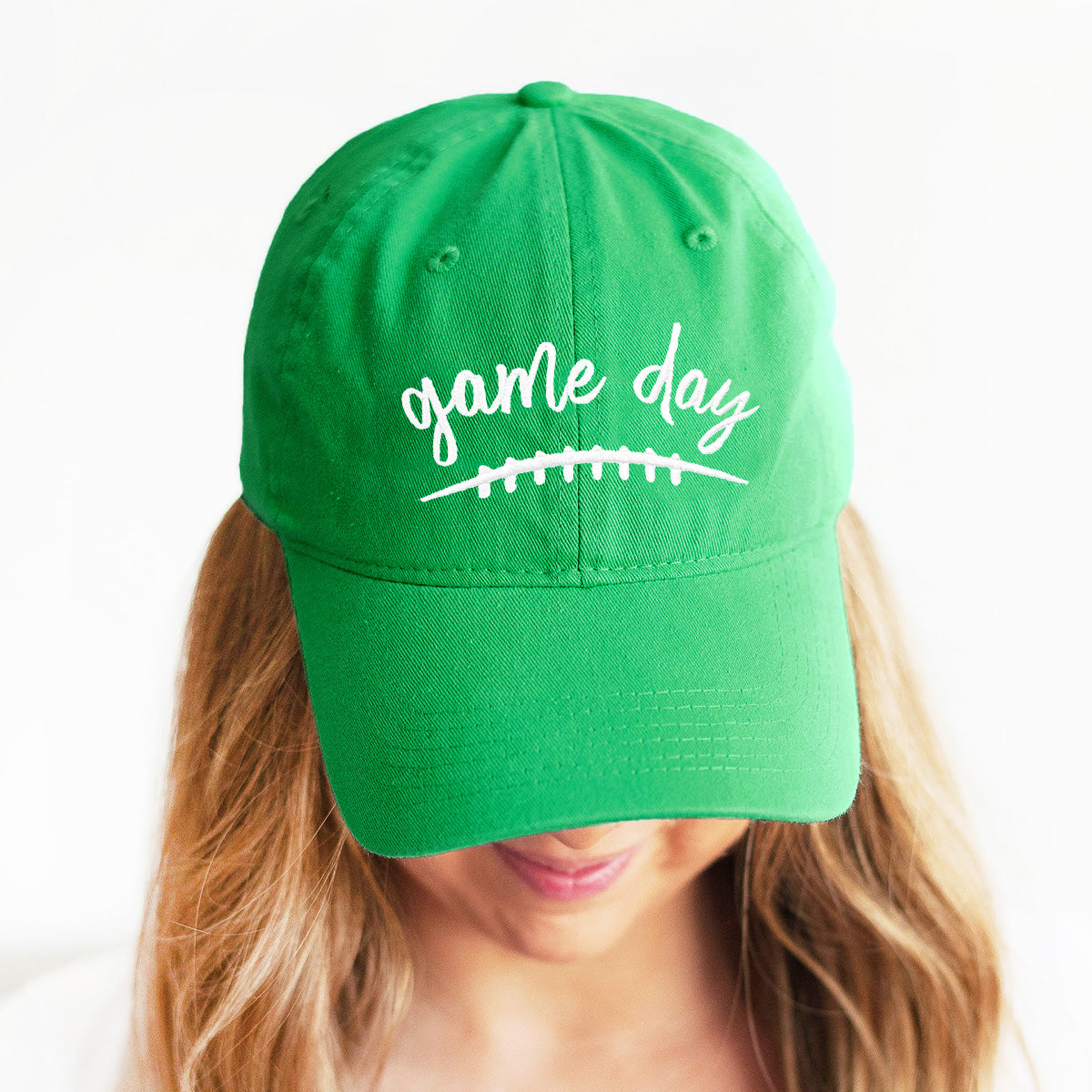 White Game Day Kelly Green Cap