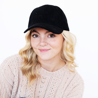 Personalized Black Corduroy Hat