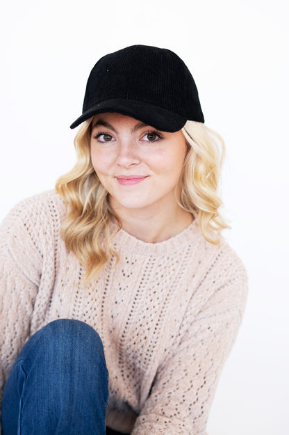 Personalized Black Corduroy Hat