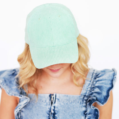 Personalized Mint Corduroy Hat