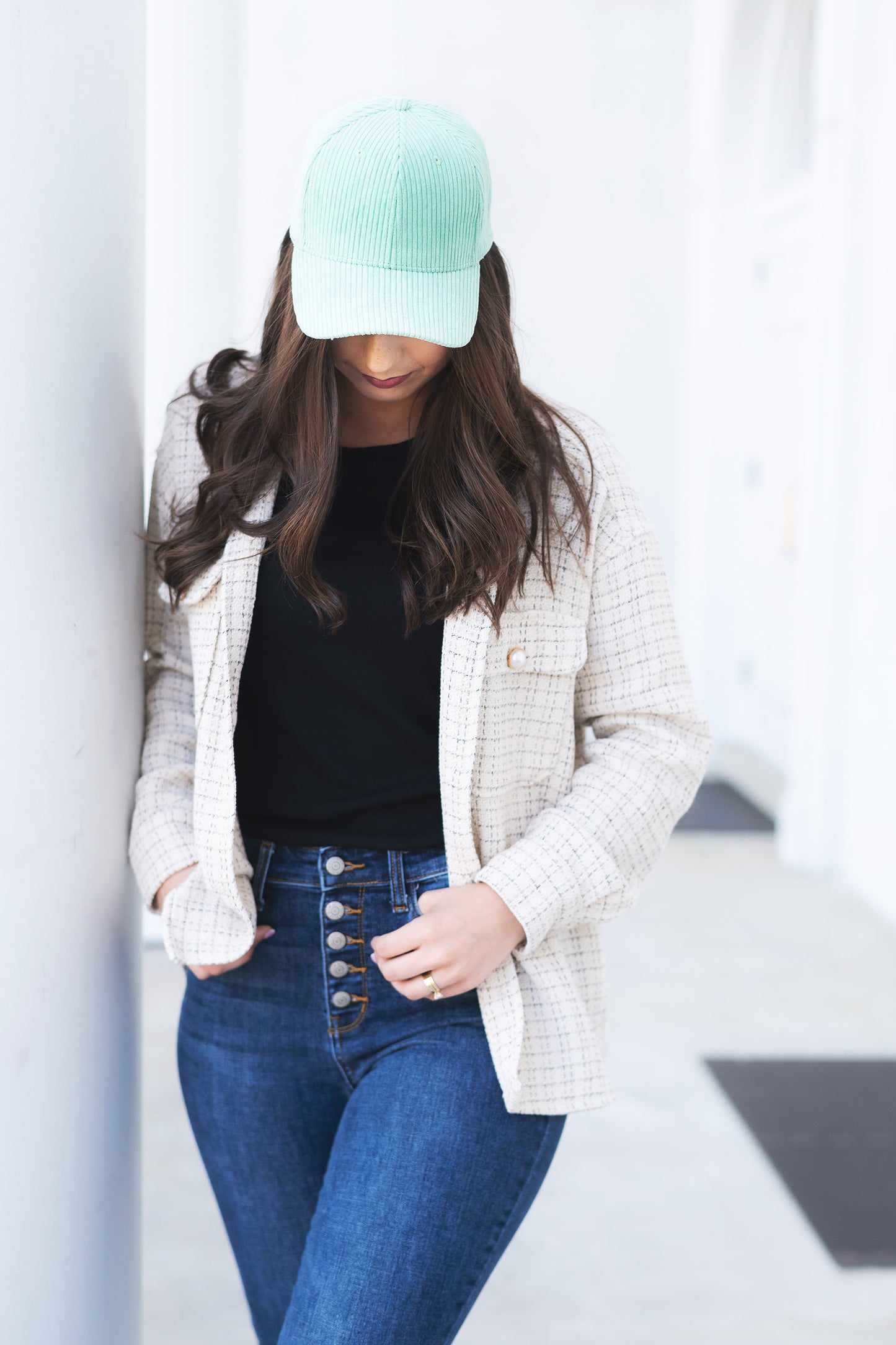 Personalized Mint Corduroy Hat