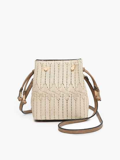 Rain Woven Herringbone Mini Bucket Bag