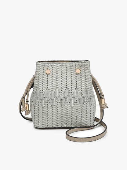 Rain Woven Herringbone Mini Bucket Bag