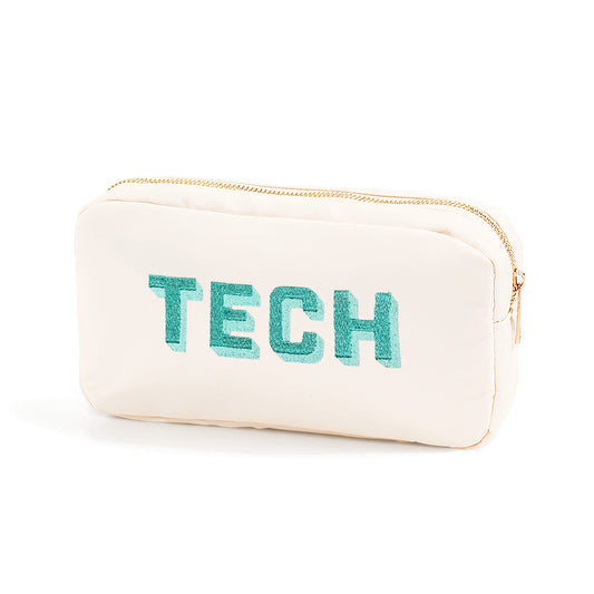 Tech Embroidered Creme Accessory Bag