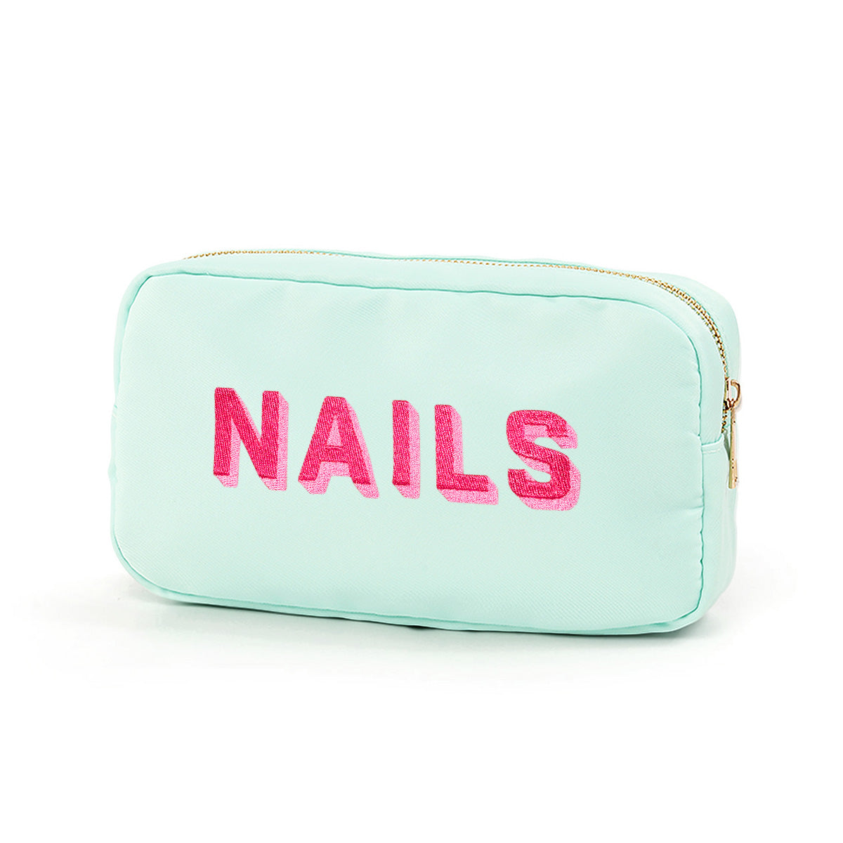 Nails Embroidered Mint Accessory Bag