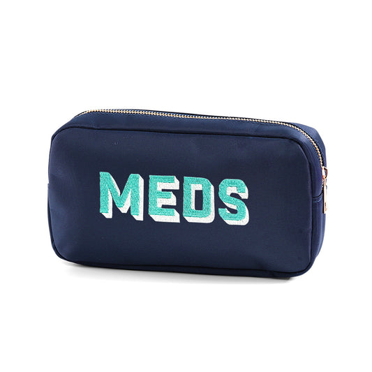 Meds Embroidered Navy Accessory Bag