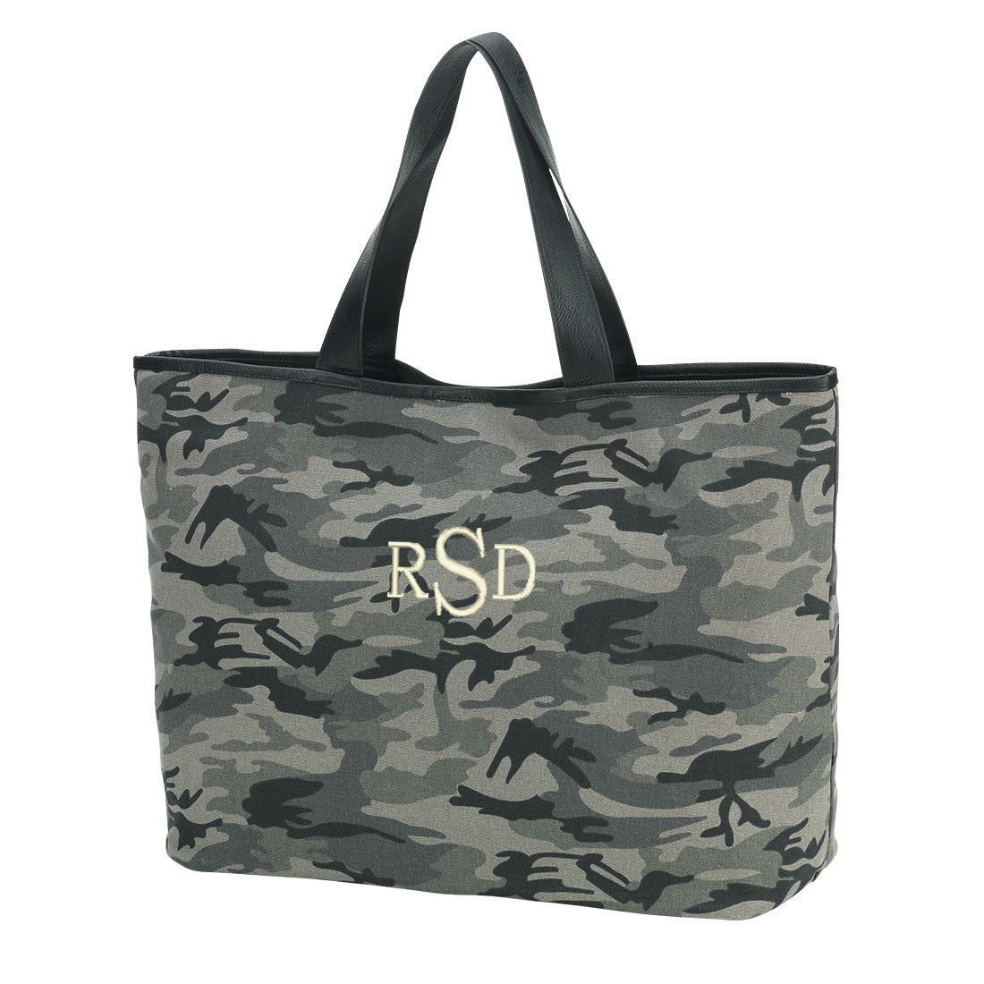 Personalized Black Camo Oversized Tote Bag