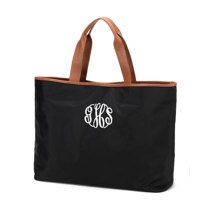 Personalized Black Nylon Oversized Tote Bag