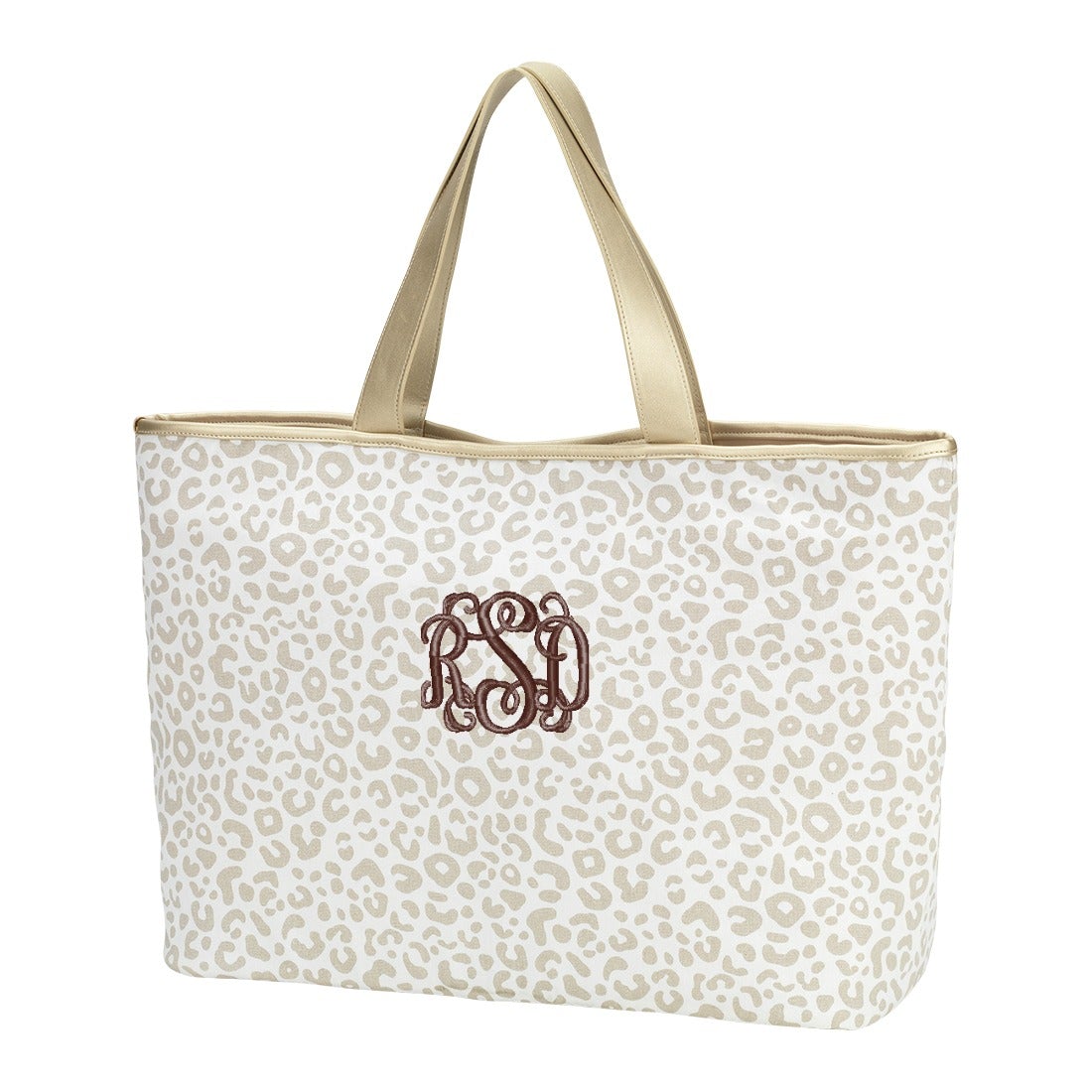 Personalized Natural Leopard Print Oversized Tote Bag