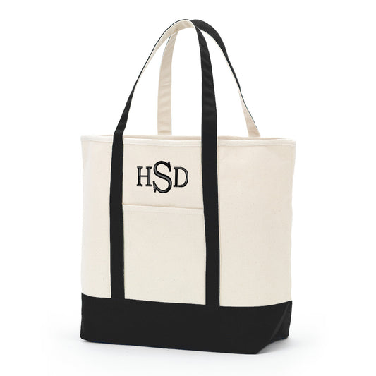 Personalized Black Everyday Canvas Tote Bag