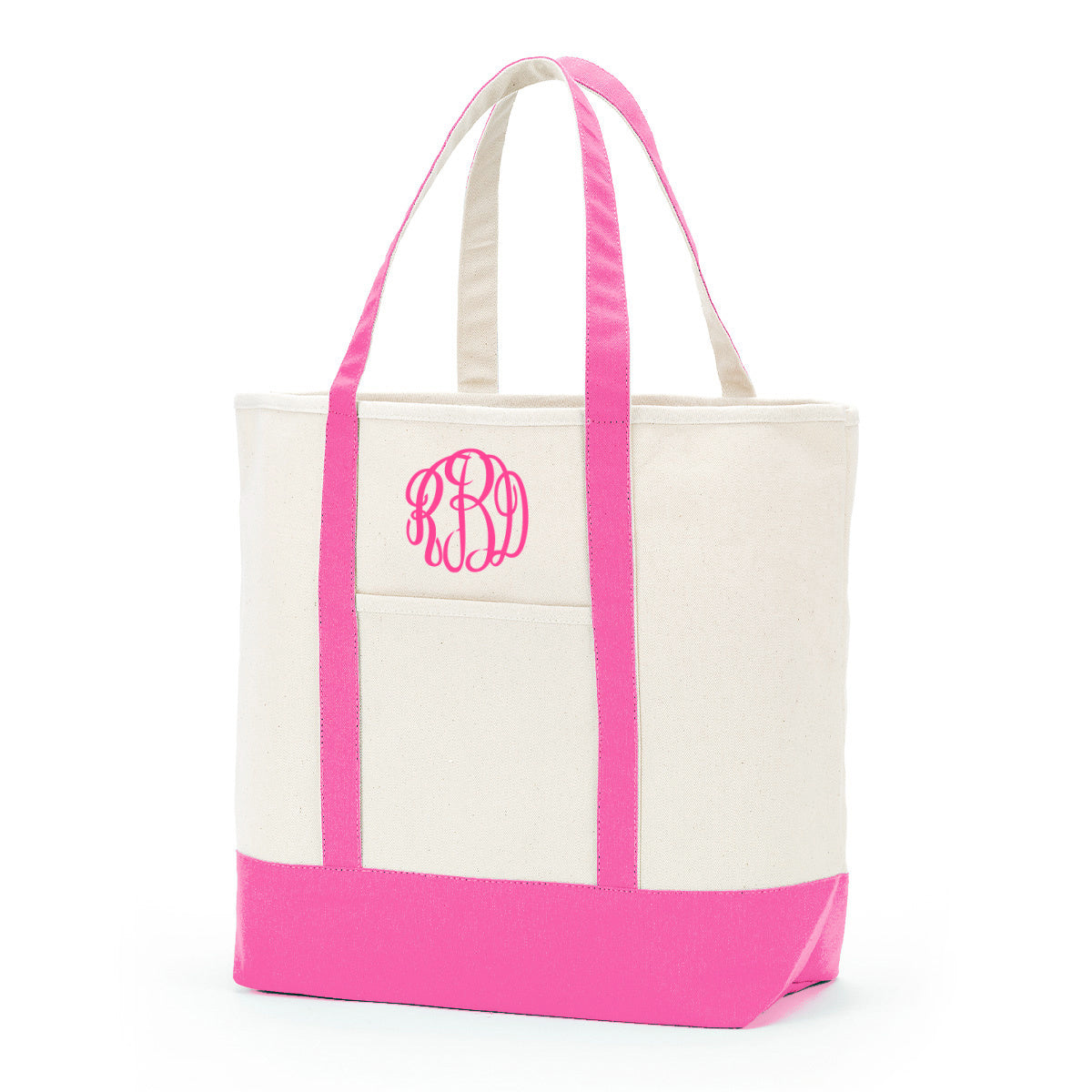 Personalized Hot Pink Everyday Canvas Tote Bag