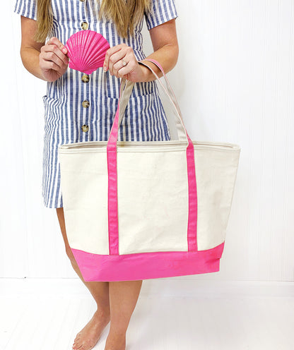 Personalized Hot Pink Everyday Canvas Tote Bag