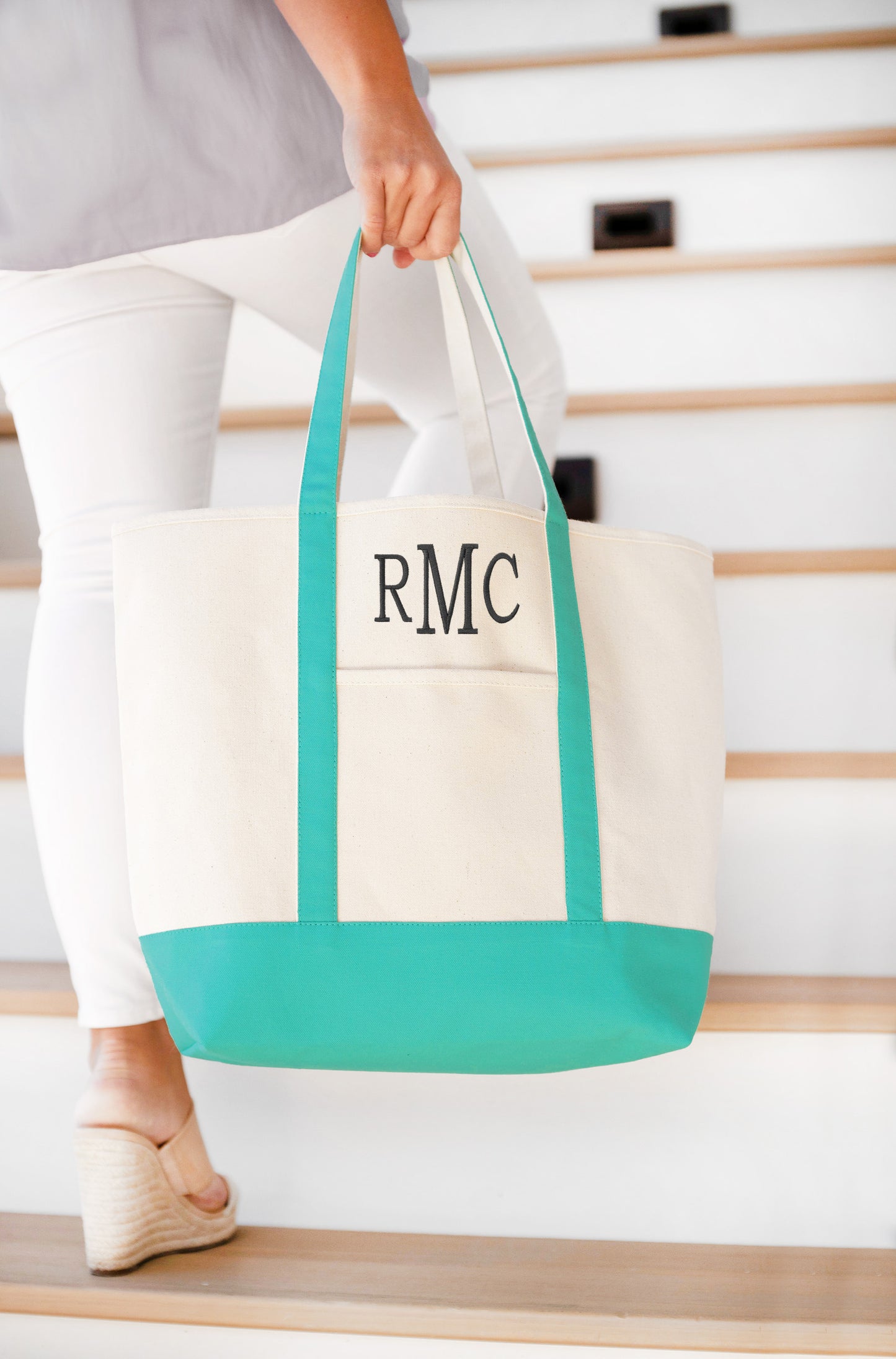 Personalized Mint Everyday Canvas Tote Bag