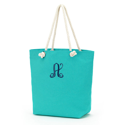 Personalized Mint Rope Tote Bag