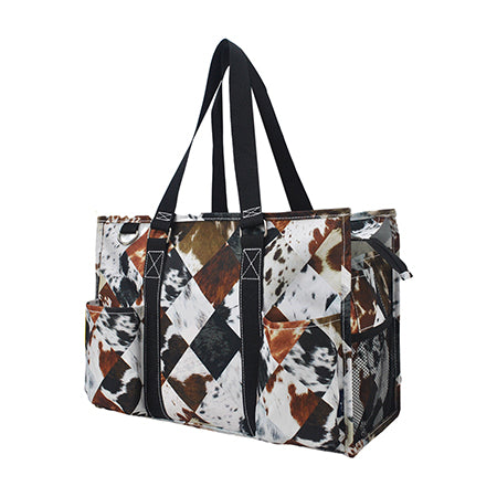 15" Deja Moo Zippered Caddy Organizer Tote Bag