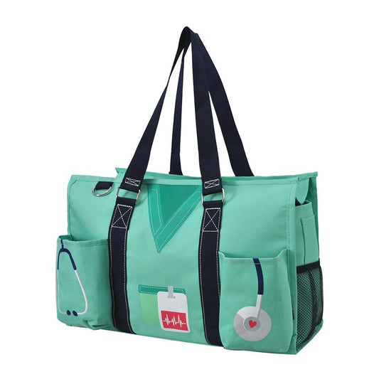 15" Mint Nurse Life Zippered Caddy Organizer Tote Bag