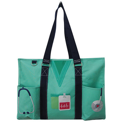 18" Mint Nurse Life Zippered Caddy Large Organizer Tote Bag