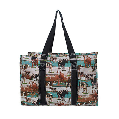 15" Country Side Moo Zippered Caddy Organizer Tote Bag