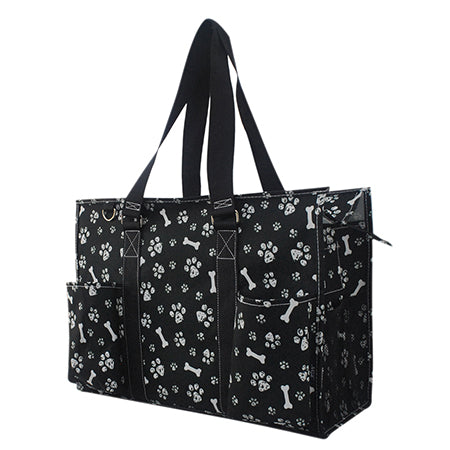 15" Round Of a Paws Zippered Caddy Organizer Tote Bag