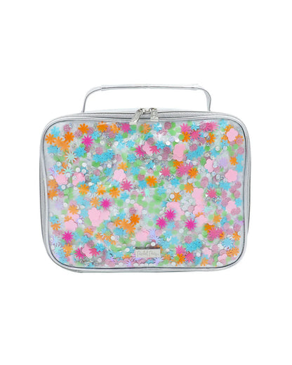 Pink Flower Glitter Confetti Insulated Lunchbox