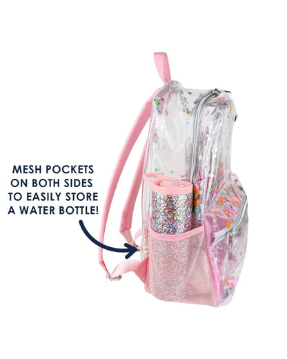 Pink Flower Glitter Confetti Backpack & Lunchbox Matching Set