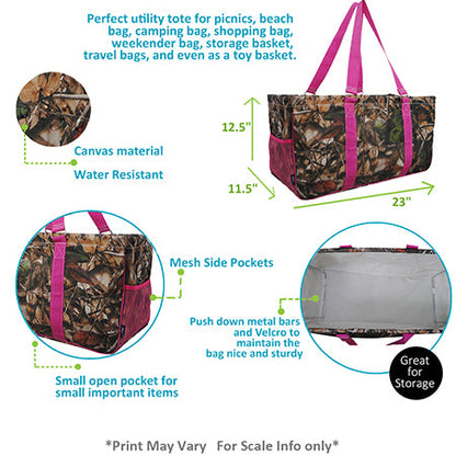 23" Hot Pink Camo Utility Bag