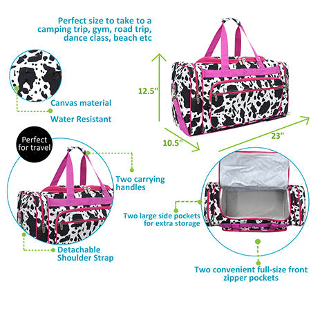 Black Cow Hot Pink Canvas 23" Duffle Bag