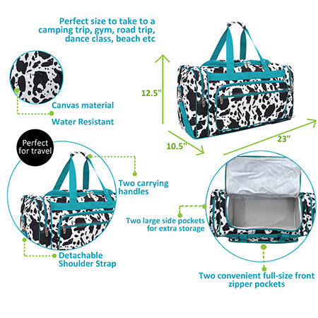 Black Cow Turquoise Canvas 23" Duffle Bag