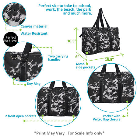 15" Cow Couture Zippered Caddy Organizer Tote Bag