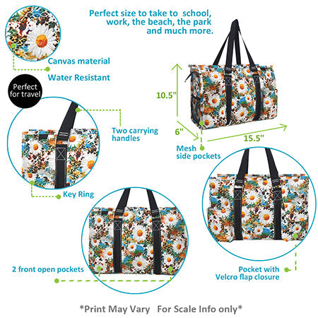 15" Wild Daisy Zippered Caddy Organizer Tote Bag