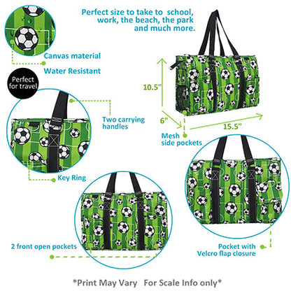 Soccer 15" Goal Getter Zippered Caddy Organizer Tote Bag